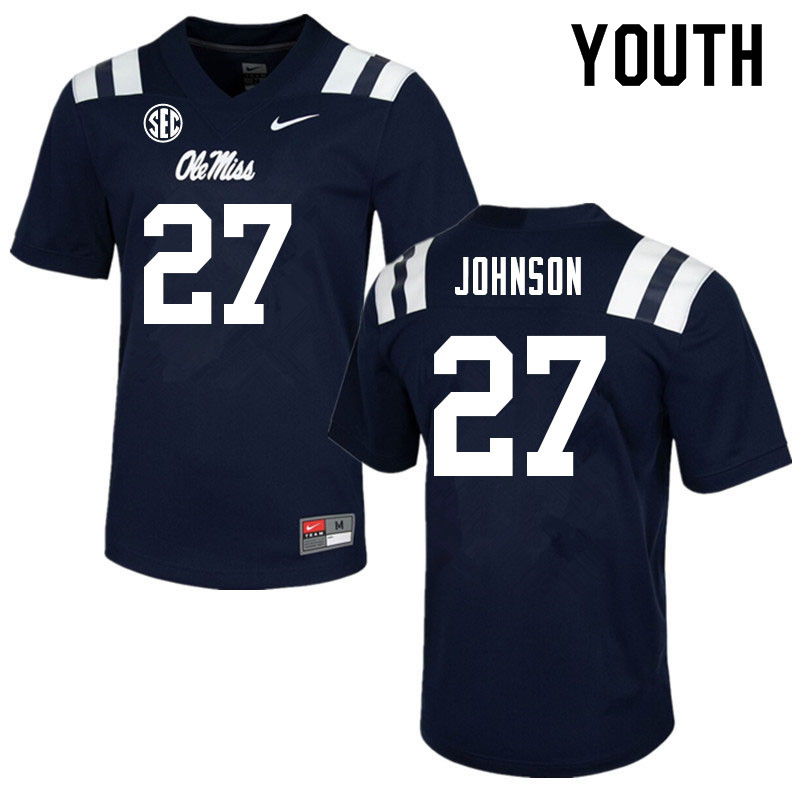 Tysheem Johnson Ole Miss Rebels NCAA Youth Navy #27 Stitched Limited College Football Jersey HYJ3258AZ